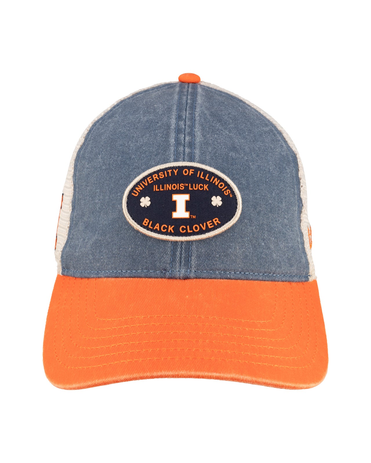 Two tone blue and orange vintage style hat from Black Clover featuring University of Illinois logo