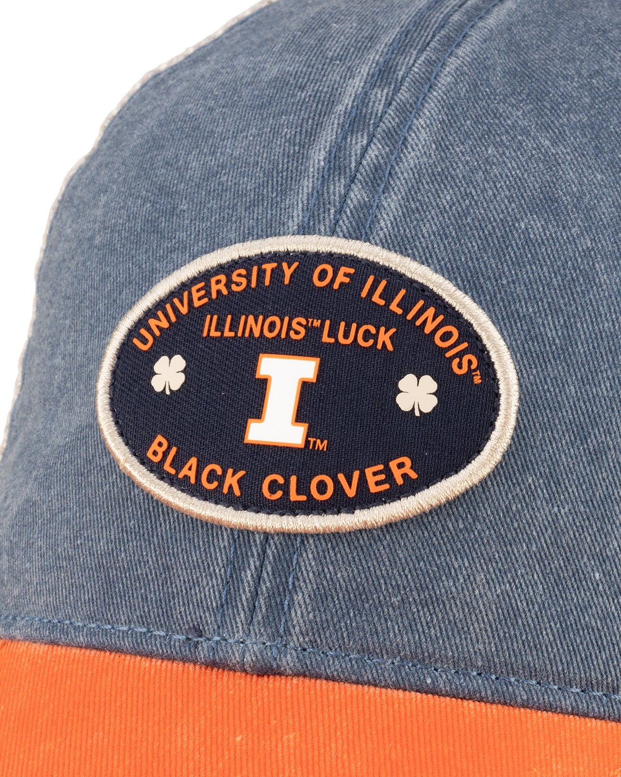 Two tone blue and orange vintage style hat from Black Clover featuring University of Illinois logo