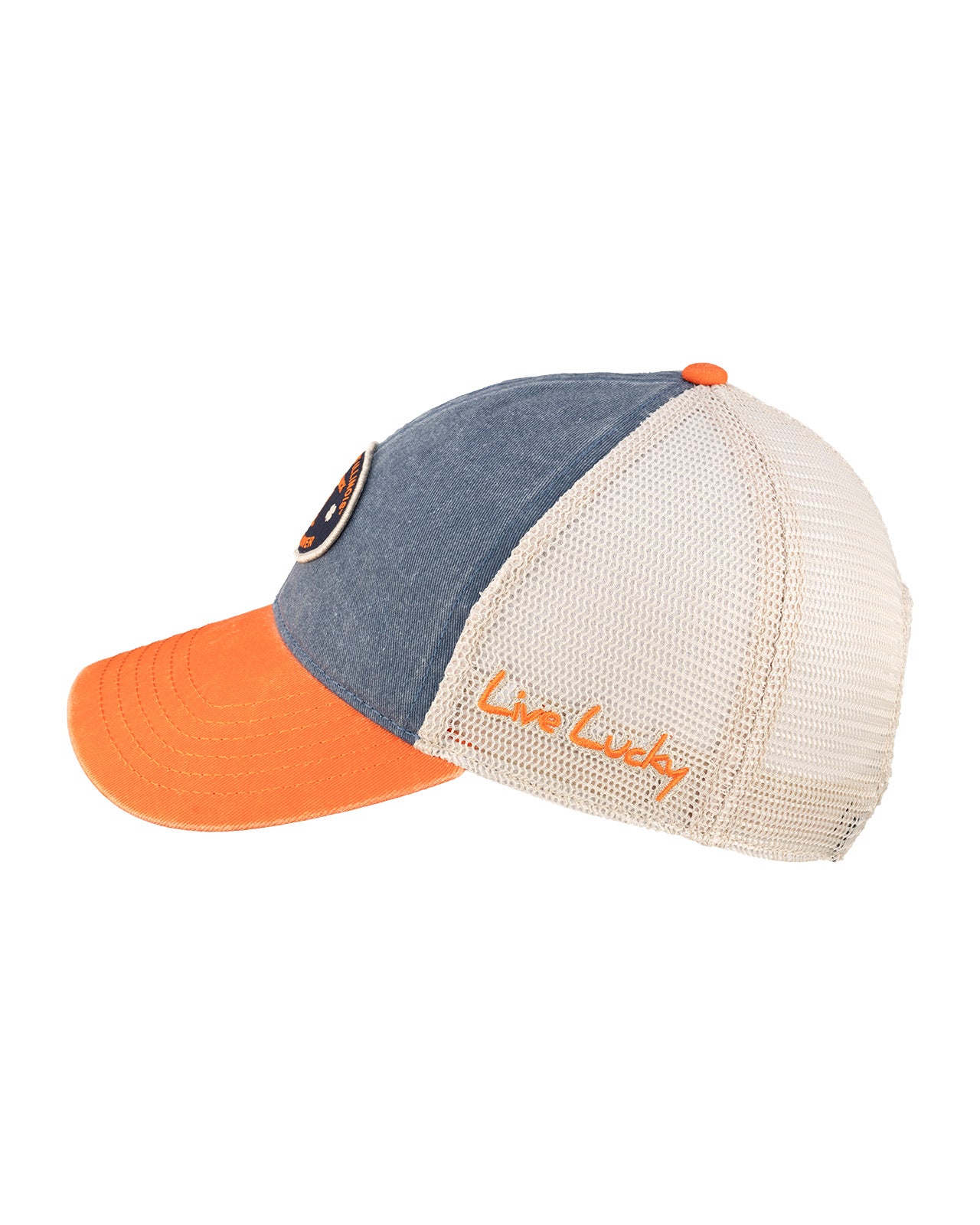 Two tone blue and orange vintage style hat from Black Clover featuring University of Illinois logo