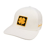 White perforated hat from Black Clover featuring University of Iowa Hawkeyes logo