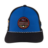 Blue and black university of Kansas hat from Black Clover