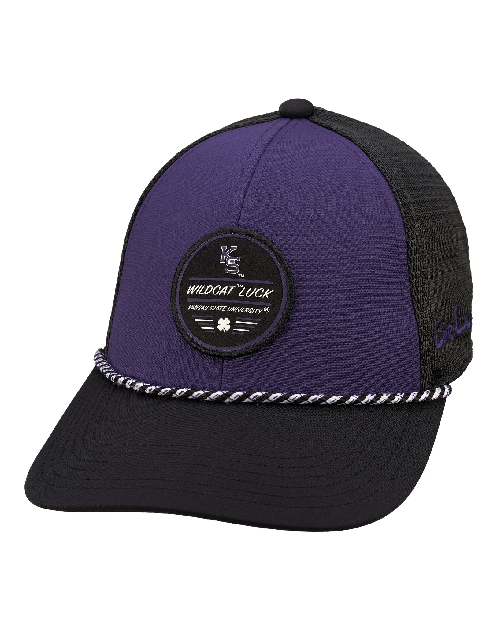 Purple and black two tone rope hat from Black Clover featuring Kansas State Wildcats logo