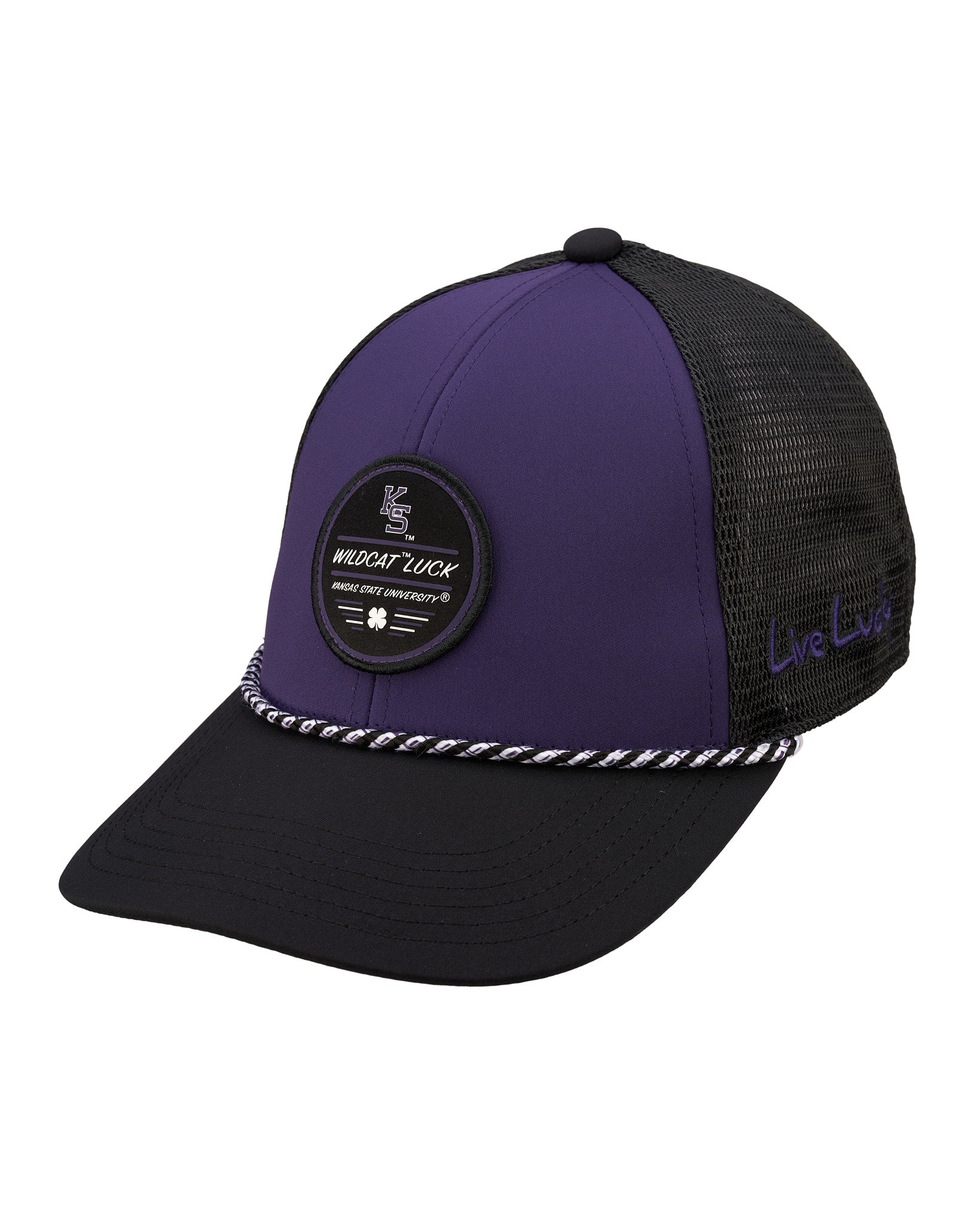 Purple and black two tone rope hat from Black Clover featuring Kansas State Wildcats logo