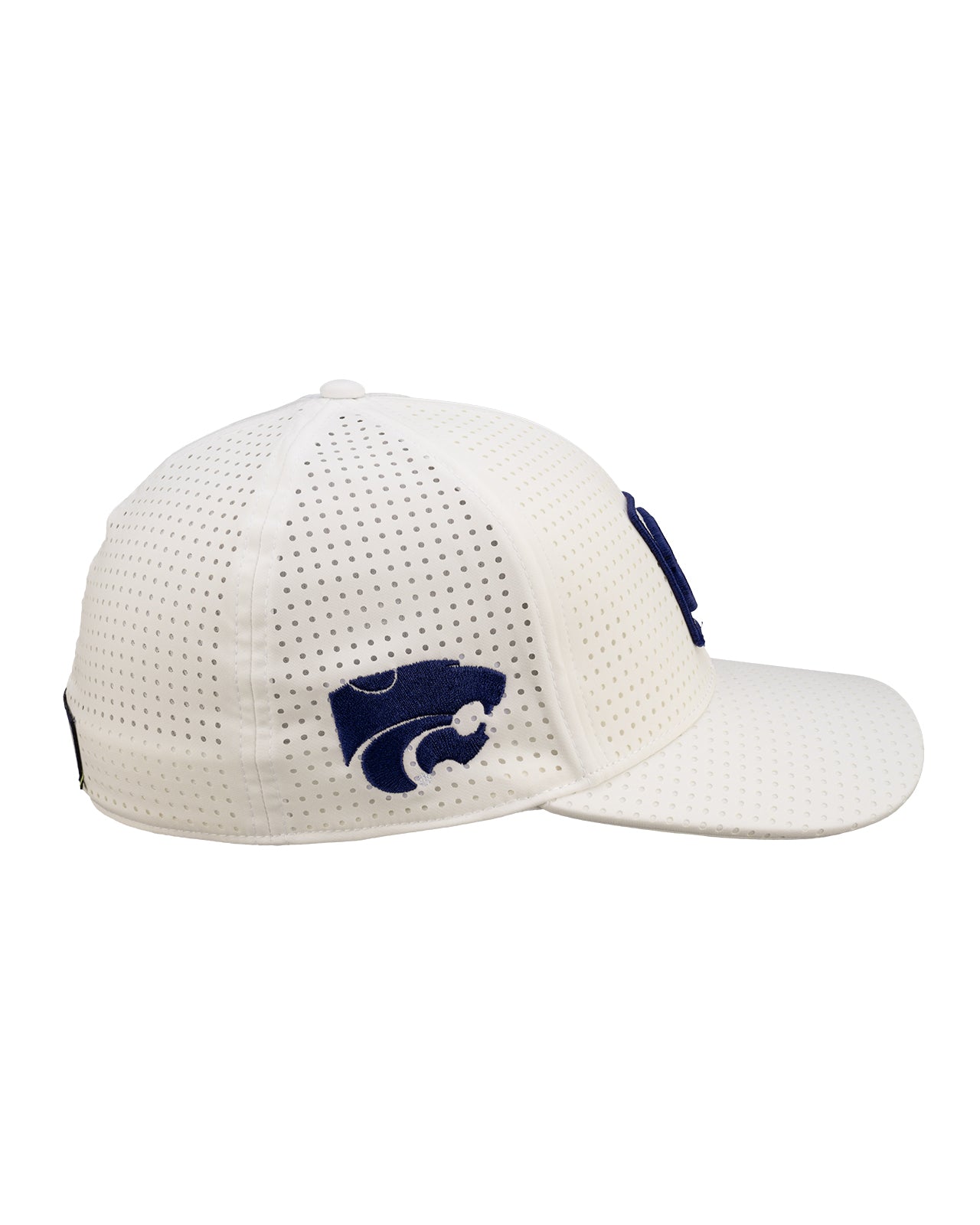 White perforated hat from Black Clover featuring Kansas State Wildcats logo