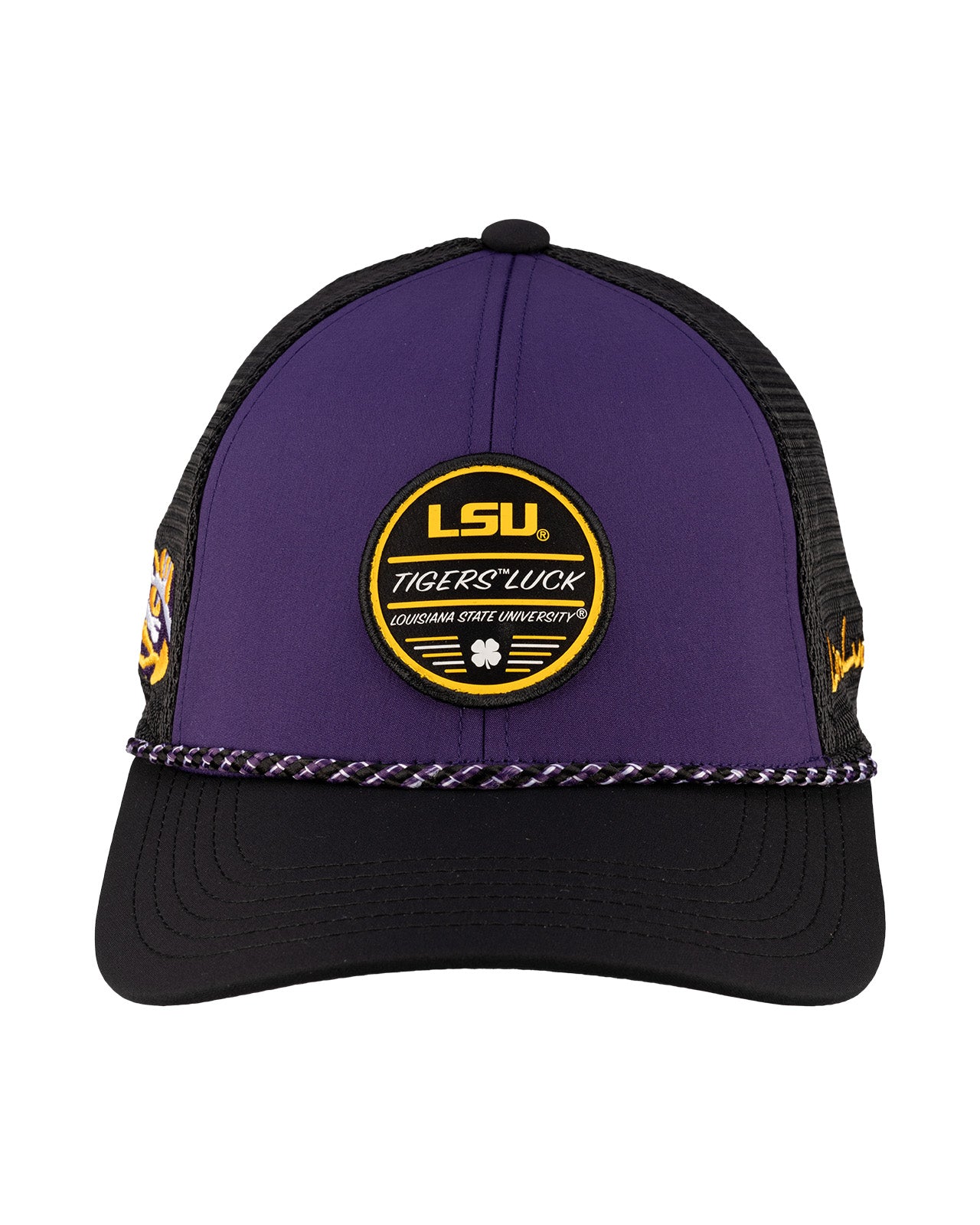 Purple and black two tone hat from Black Clover featuring LSU Tigers logo