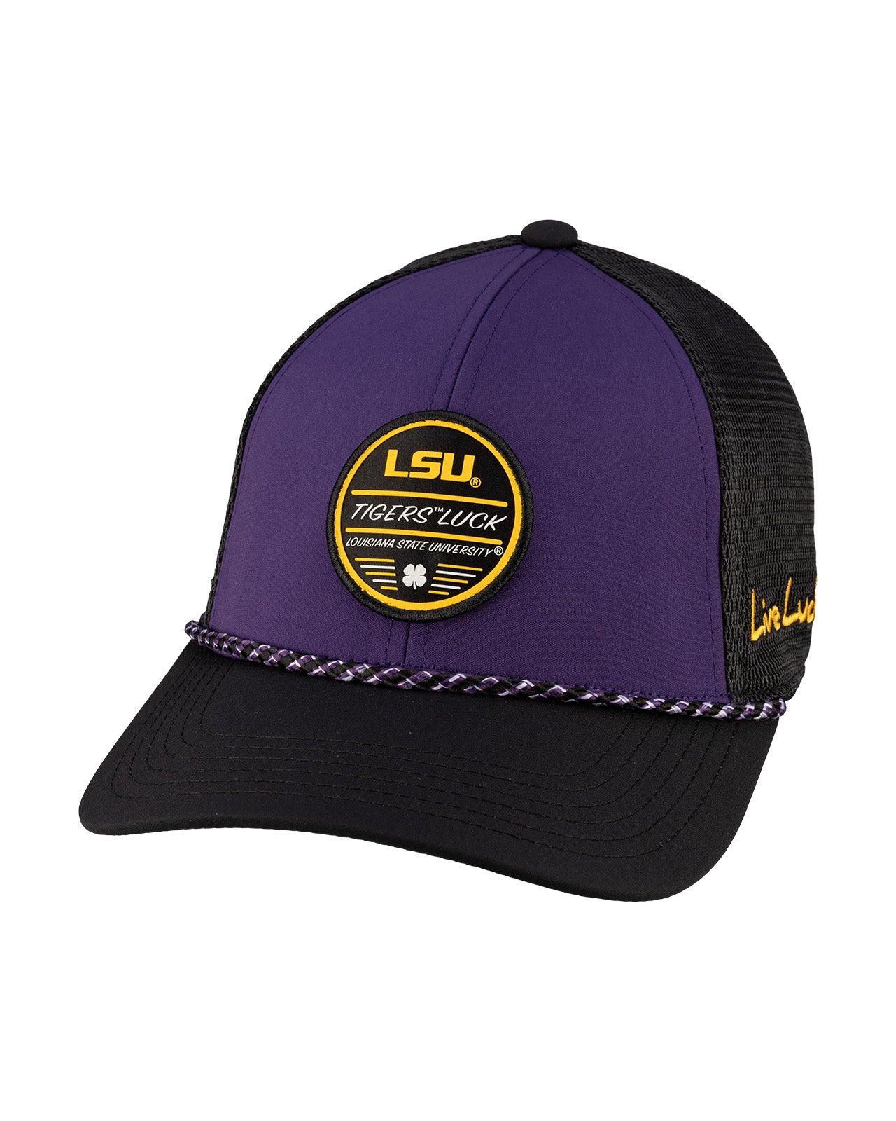 Purple and black two tone hat from Black Clover featuring LSU Tigers logo