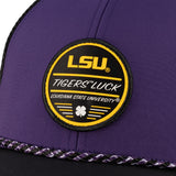 Purple and black two tone hat from Black Clover featuring LSU Tigers logo