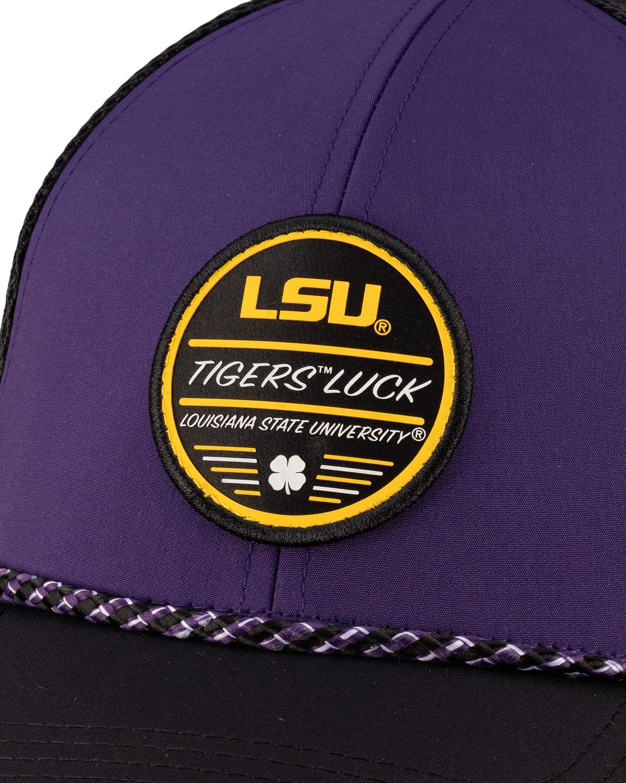 Purple and black two tone hat from Black Clover featuring LSU Tigers logo