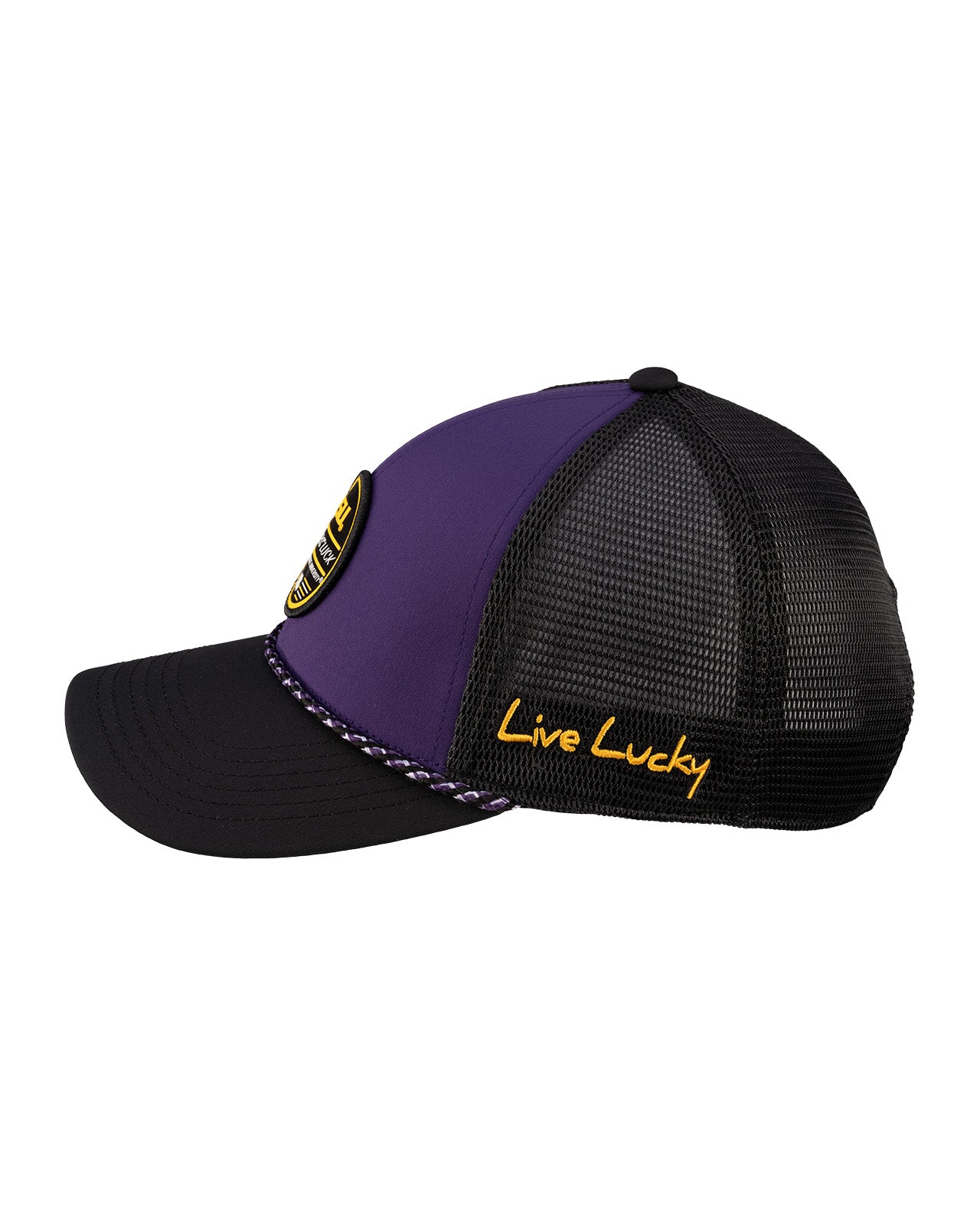 Purple and black two tone hat from Black Clover featuring LSU Tigers logo