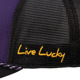 Purple and black two tone hat from Black Clover featuring LSU Tigers logo