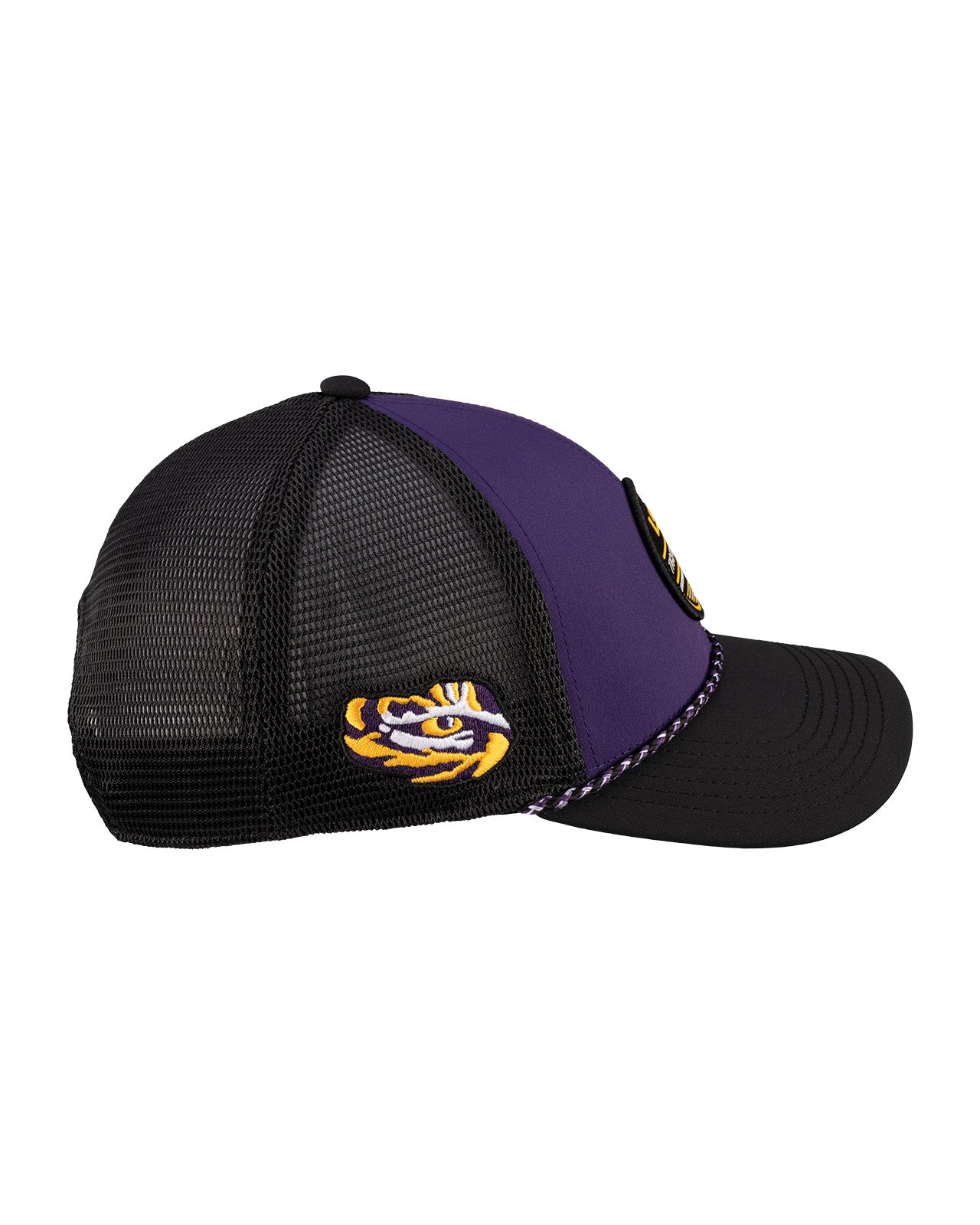 Purple and black two tone hat from Black Clover featuring LSU Tigers logo