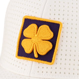 white perforated hat from Black Clover featuring LSU logo