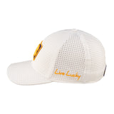 white perforated hat from Black Clover featuring LSU logo