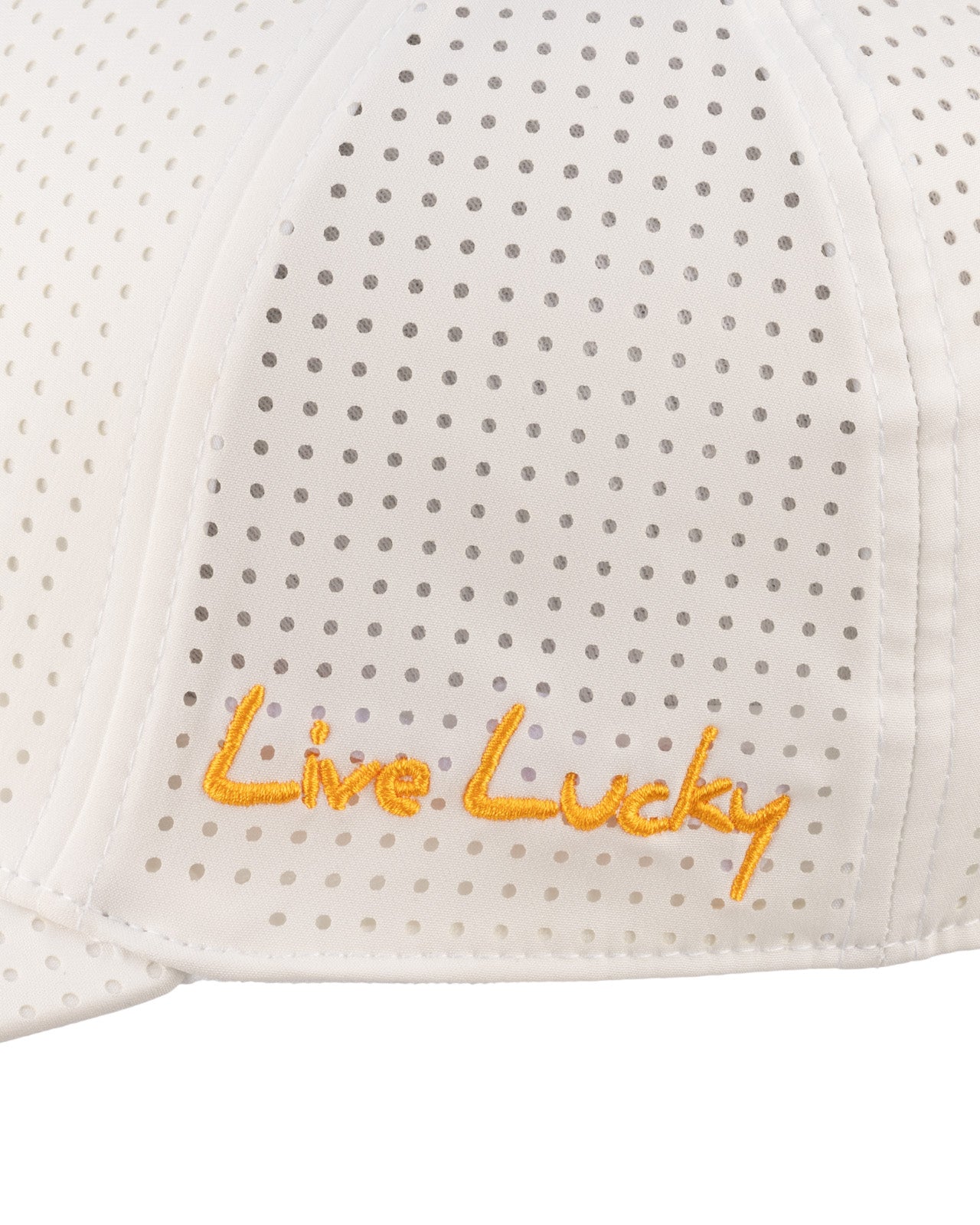 white perforated hat from Black Clover featuring LSU logo