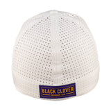 white perforated hat from Black Clover featuring LSU logo