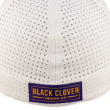 white perforated hat from Black Clover featuring LSU logo