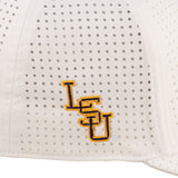 white perforated hat from Black Clover featuring LSU logo