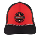 Red and black two tone hat from Black Clover featuring Louisville Cardinals logo