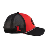 Red and black two tone hat from Black Clover featuring Louisville Cardinals logo