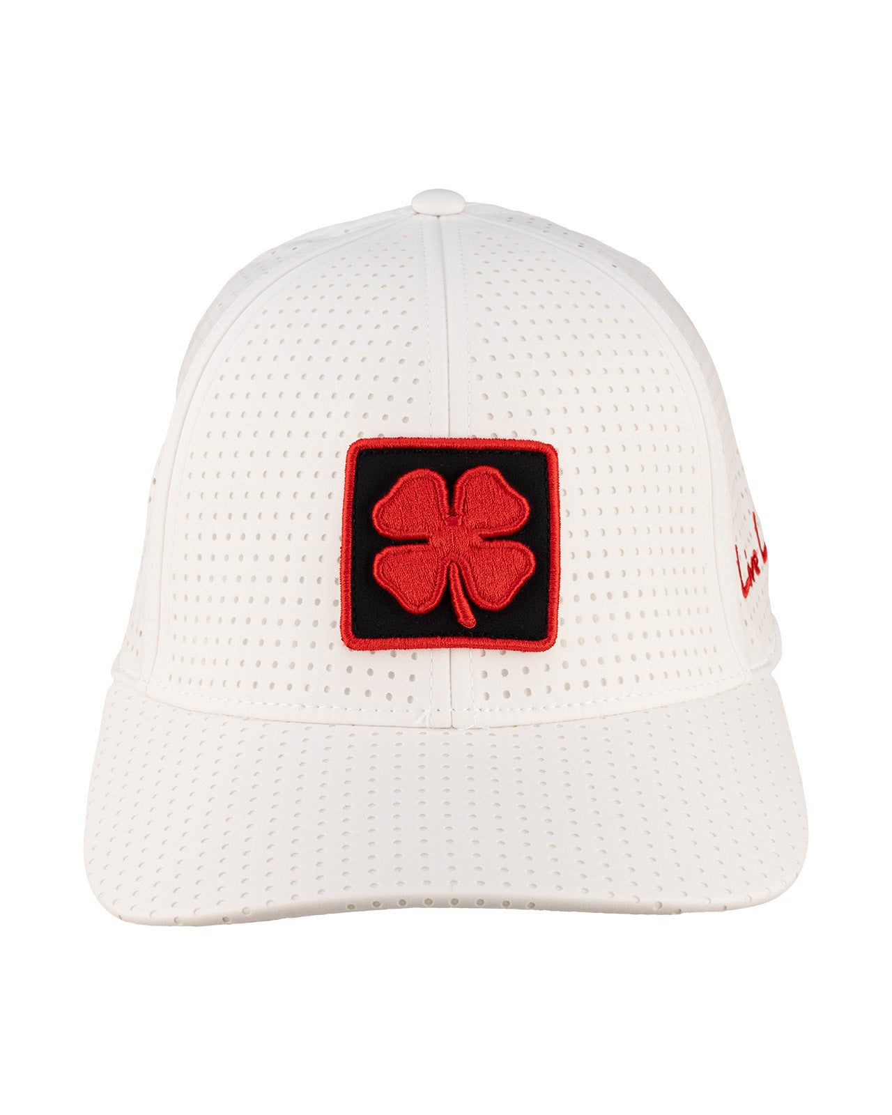 White perforated hat from Black Clover featuring University of Louisville Logo