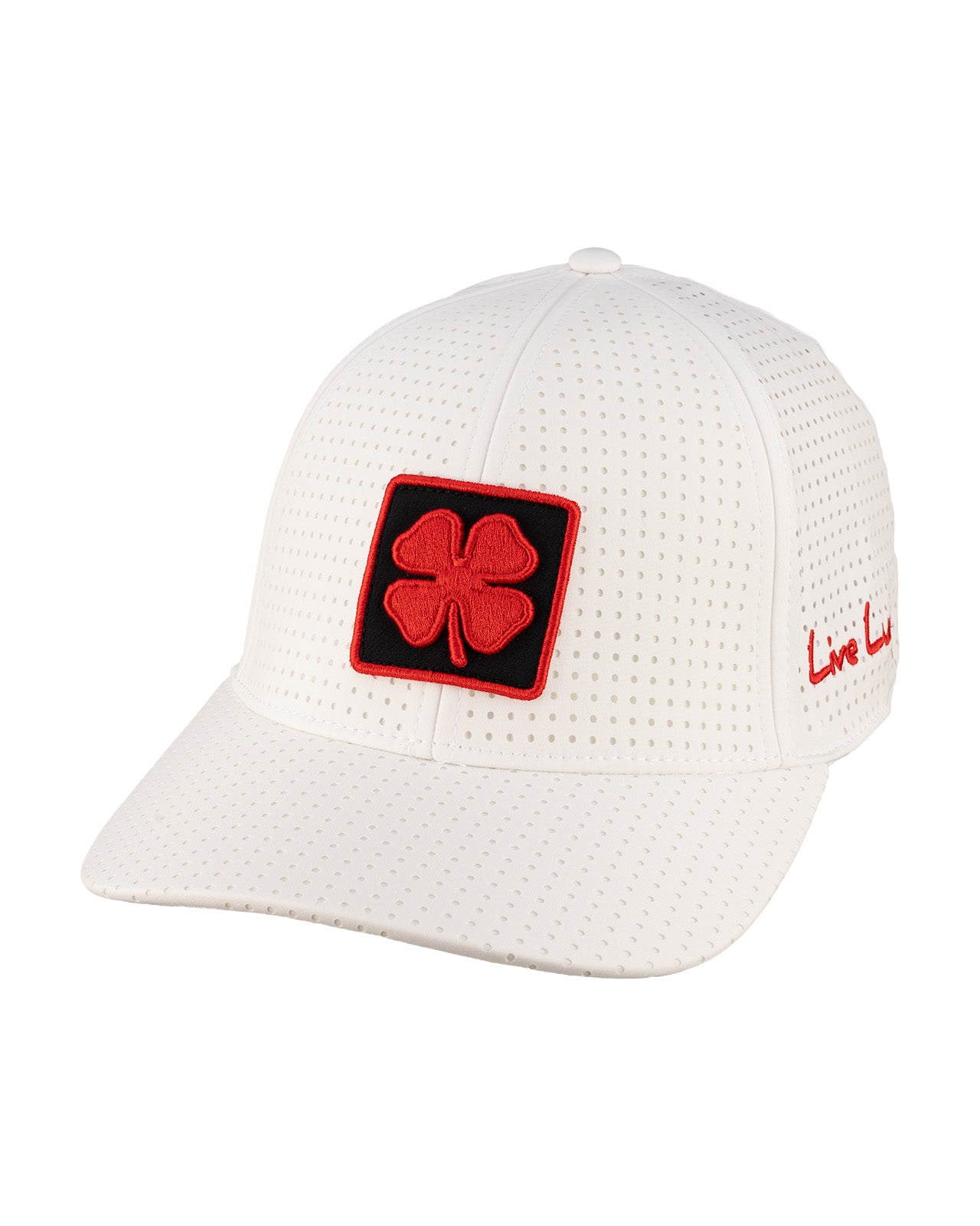 White perforated hat from Black Clover featuring University of Louisville Logo