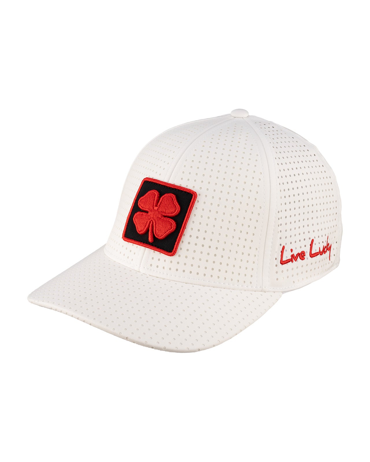 White perforated hat from Black Clover featuring University of Louisville Logo