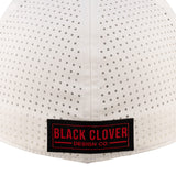 White perforated hat from Black Clover featuring University of Louisville Logo