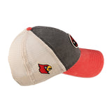 Red and black two tone style vintage hat from Black Clover featuring University of Louisville Cardinals logo