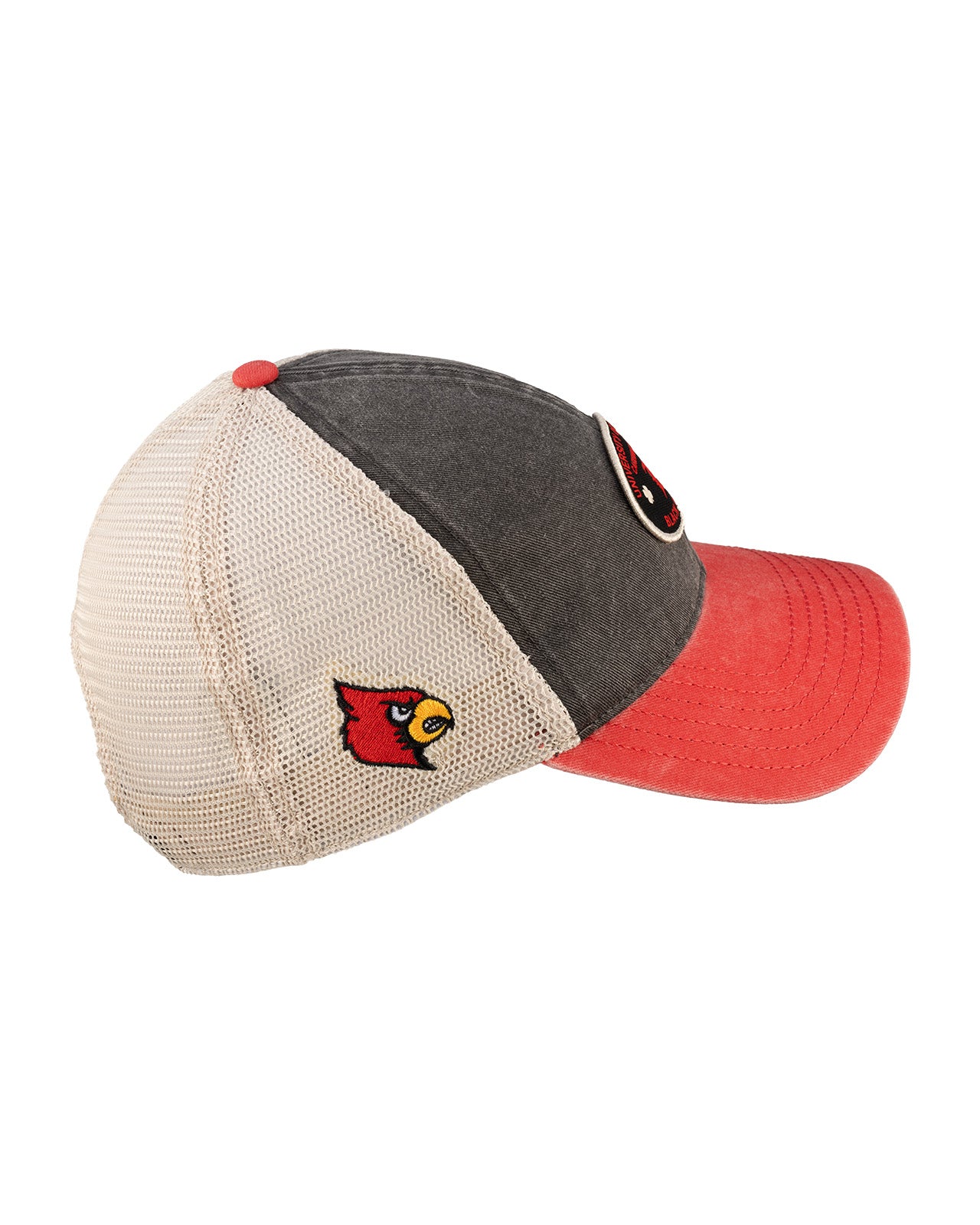 Red and black two tone style vintage hat from Black Clover featuring University of Louisville Cardinals logo