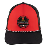 Red and black two tone rope hat from Black Clover featuring University of Maryland Terrapins logo