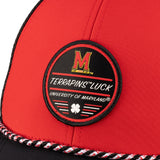 Red and black two tone rope hat from Black Clover featuring University of Maryland Terrapins logo