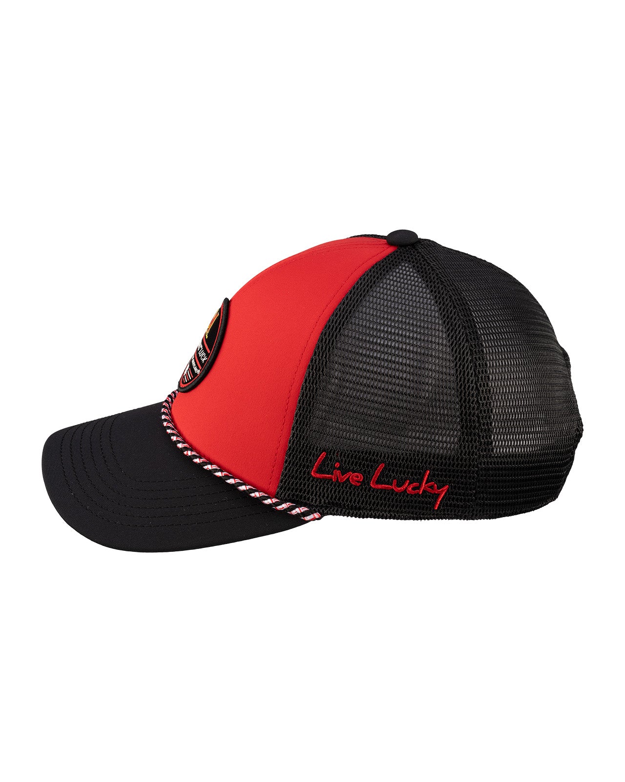 Red and black two tone rope hat from Black Clover featuring University of Maryland Terrapins logo