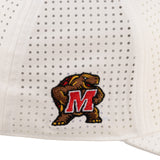 White perforated hat from Black Clover featuring University of Maryland Terrapins logo