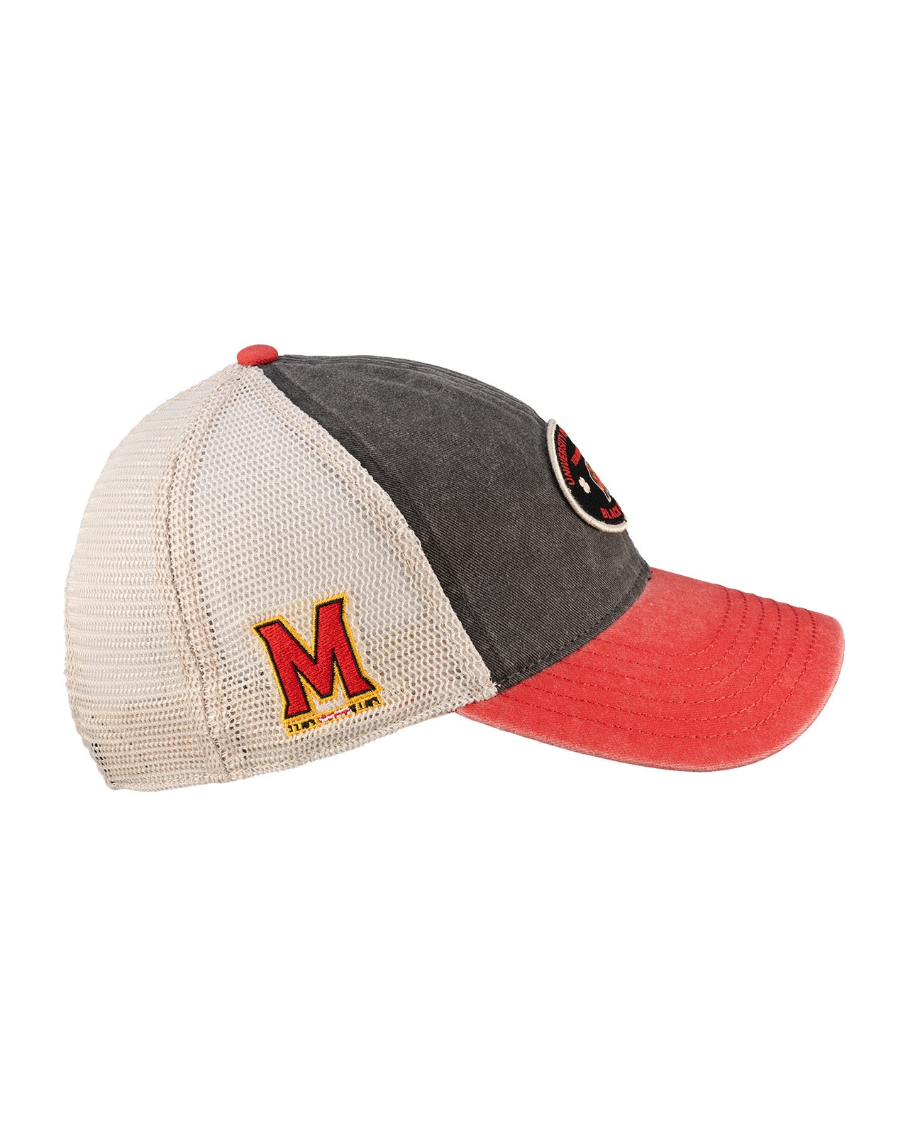 Red and grey two tone vintage style hat from Black Clover featuring University of Maryland Terrapins logo