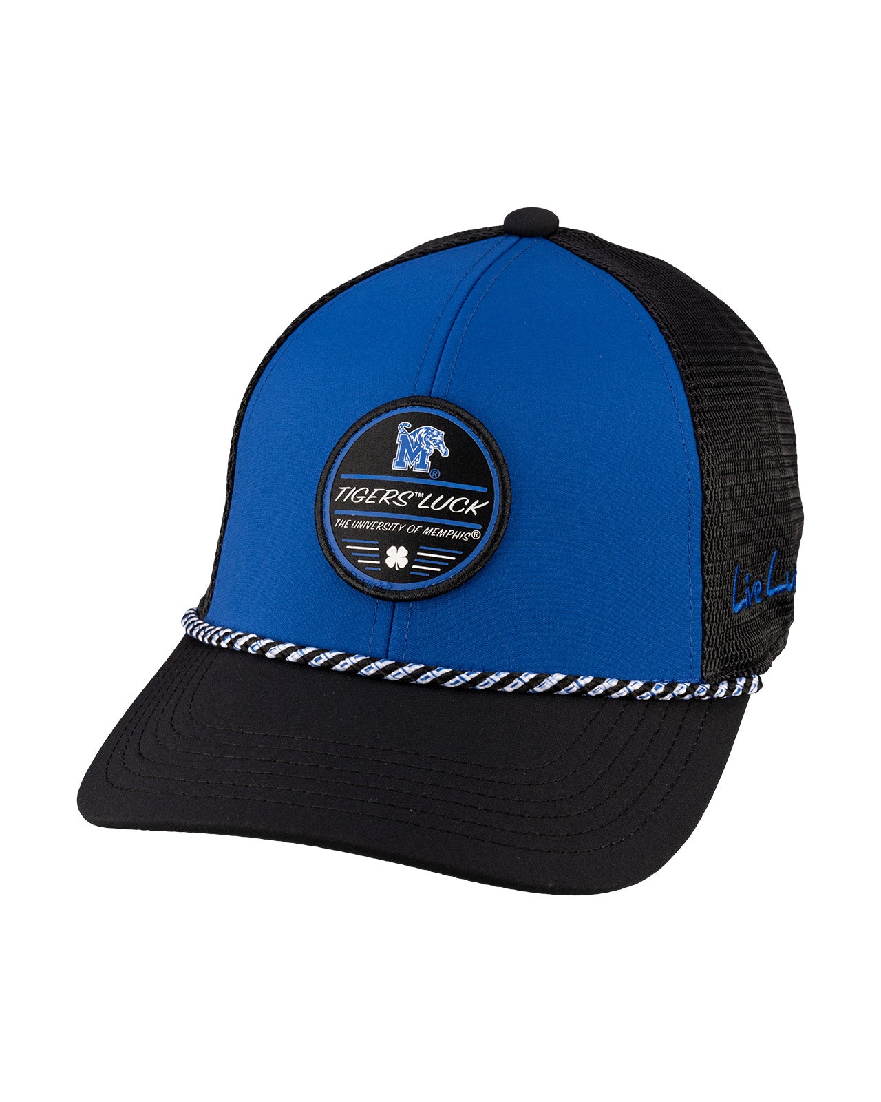 Blue and black two tone rope hat from Black Clover featuring Memphis Tigers logo