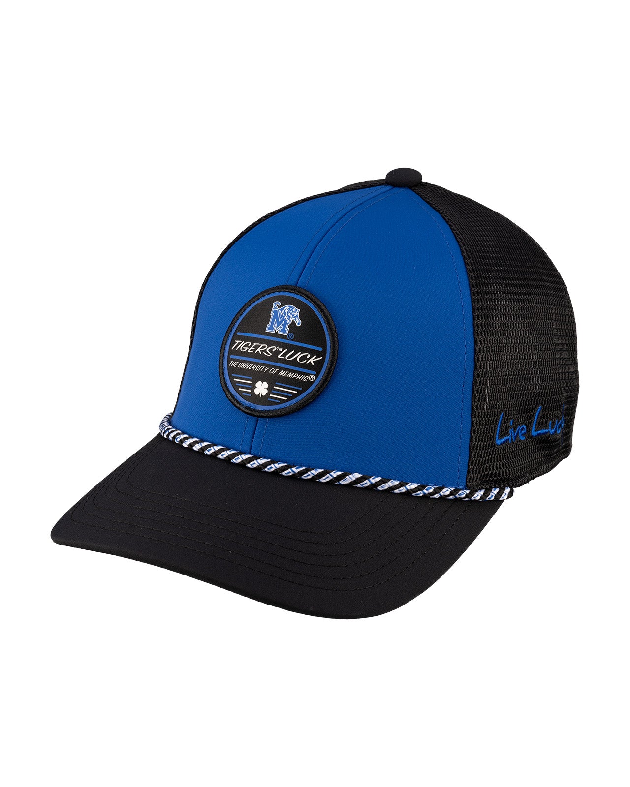 Blue and black two tone rope hat from Black Clover featuring Memphis Tigers logo