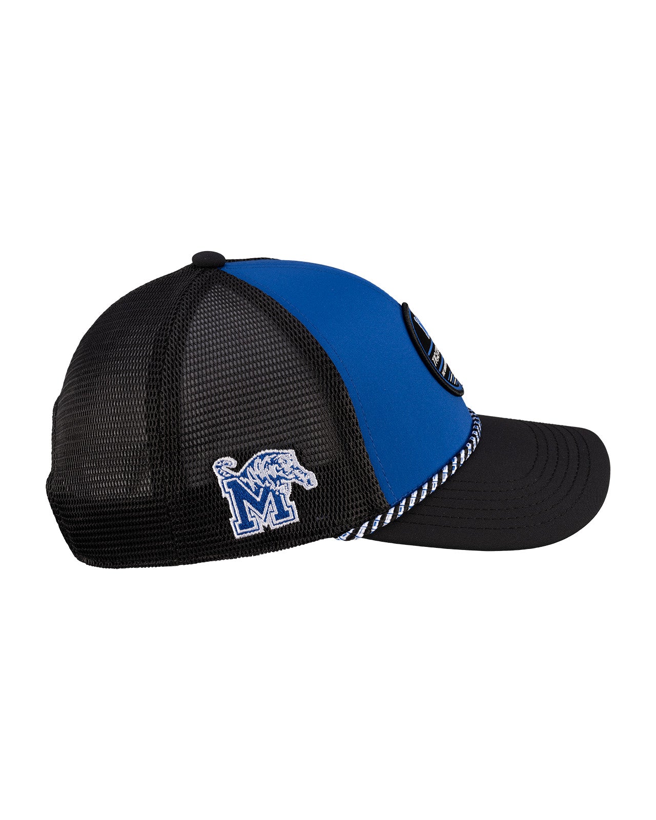 Blue and black two tone rope hat from Black Clover featuring Memphis Tigers logo