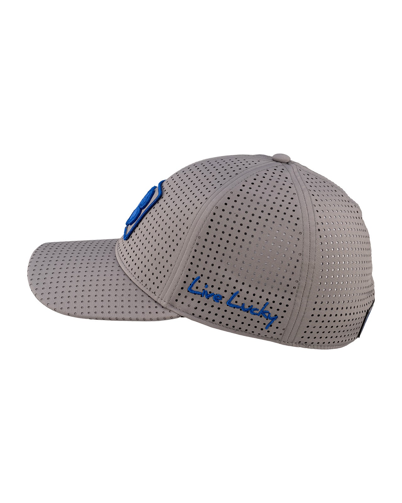 Grey perforated hat from Black Clover featuring Memphis Tigers logo