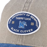 Grey and blue two tone vintage style hat from Black Clover featuring University of Memphis Tigers logo