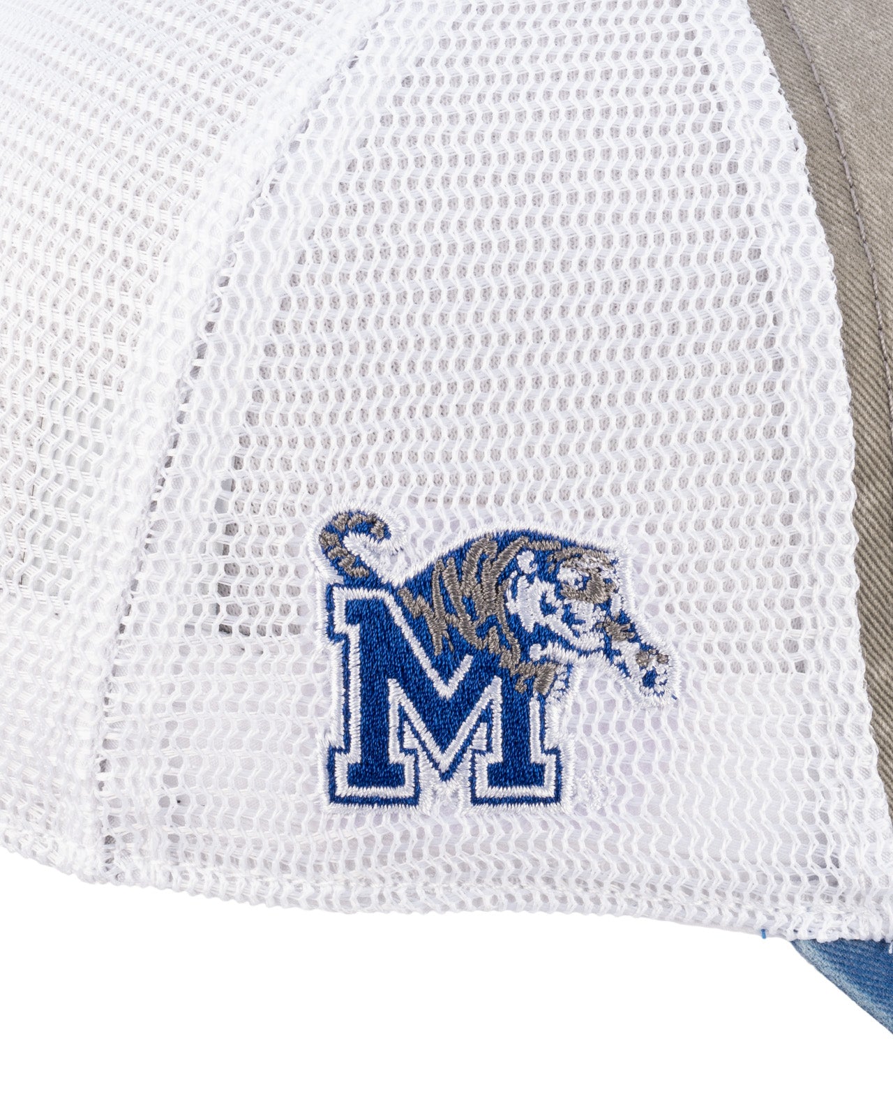 Grey and blue two tone vintage style hat from Black Clover featuring University of Memphis Tigers logo