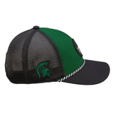 Green and black two tone rope hat from Black Clover featuring Michigan State Spartans logo