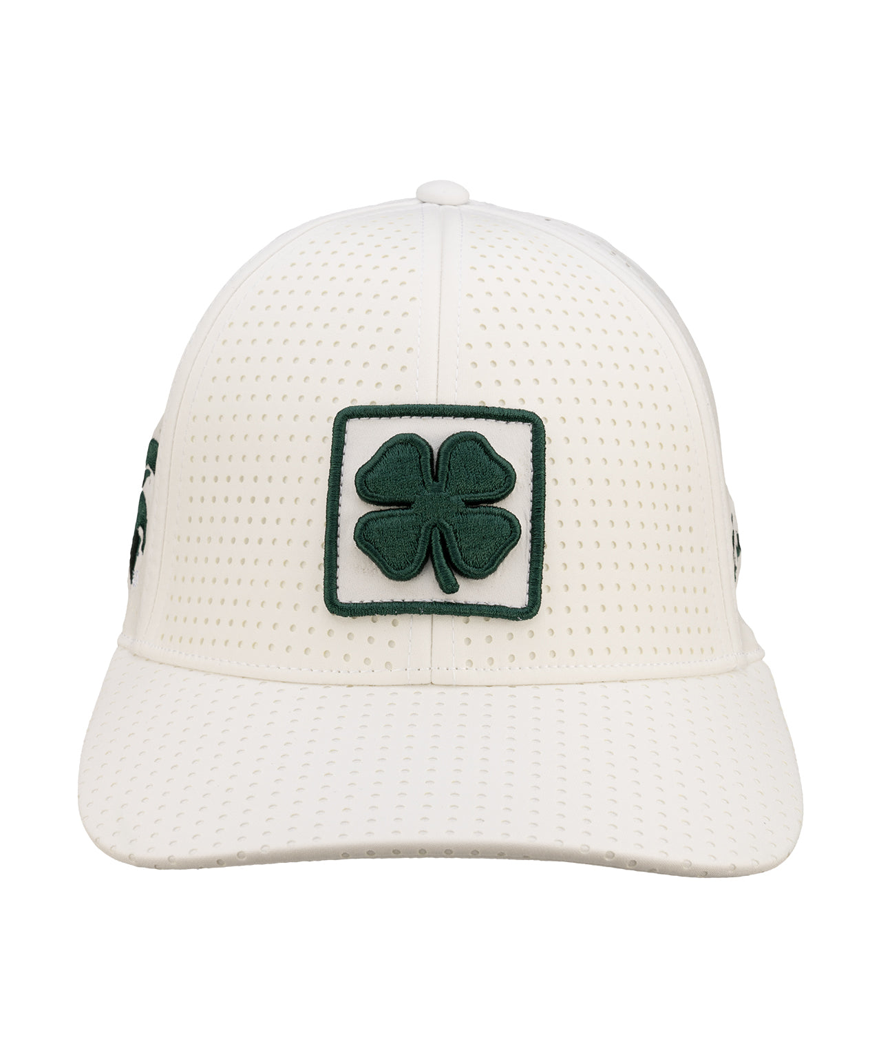 White perforated hat from Black Clover featuring Michigan State logo