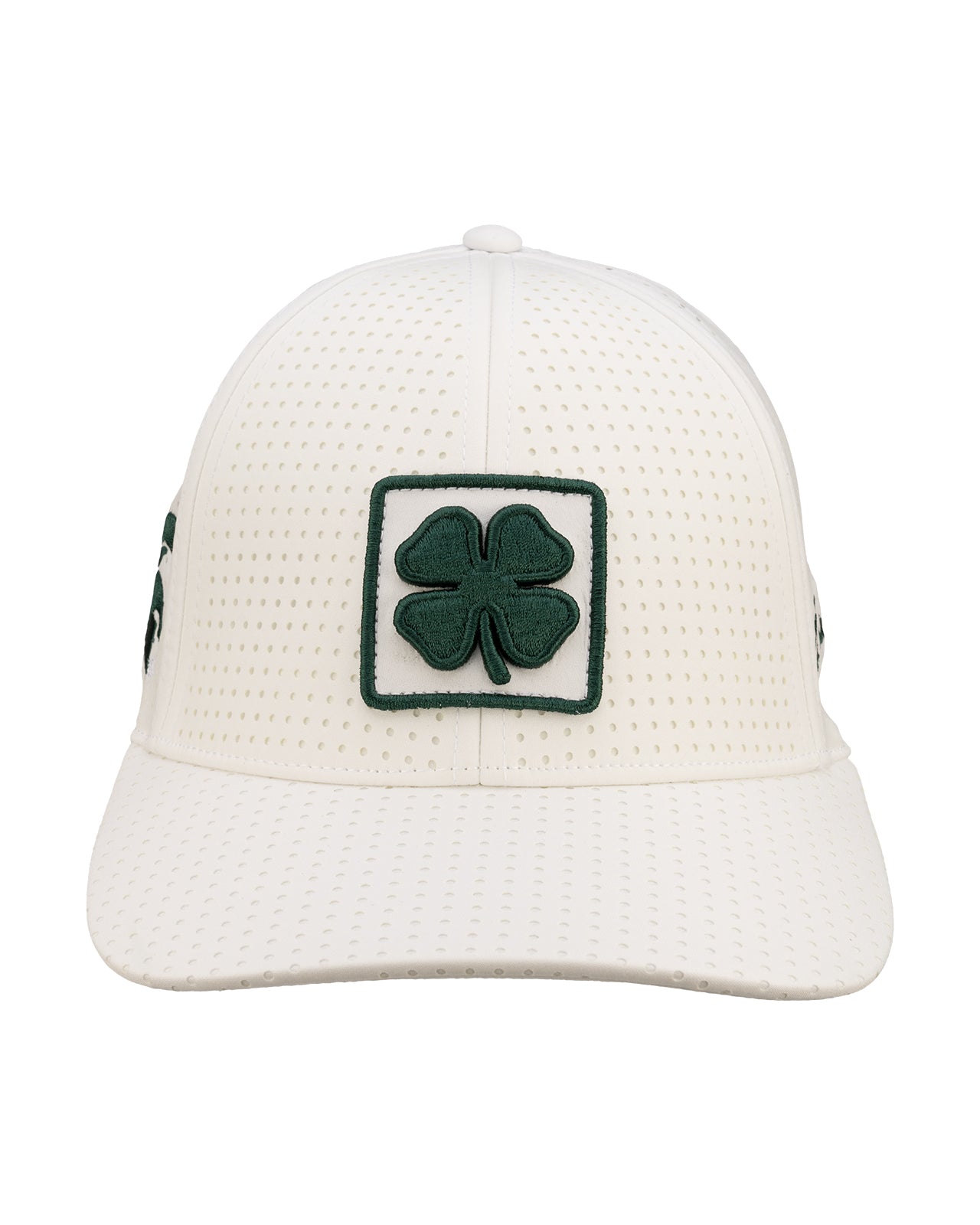 White perforated hat from Black Clover featuring Michigan State logo