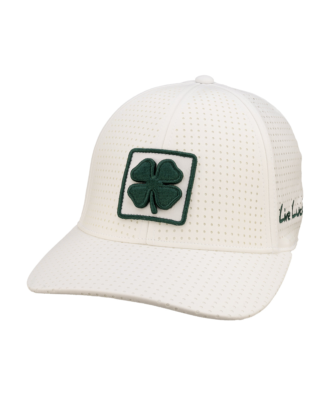 White perforated hat from Black Clover featuring Michigan State logo