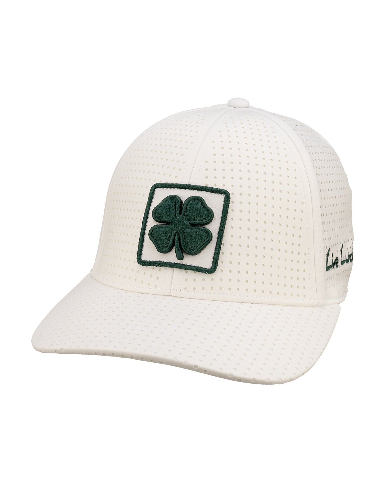 White perforated hat from Black Clover featuring Michigan State logo