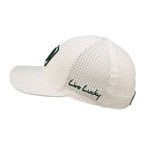 White perforated hat from Black Clover featuring Michigan State logo