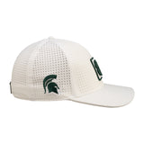 White perforated hat from Black Clover featuring Michigan State logo