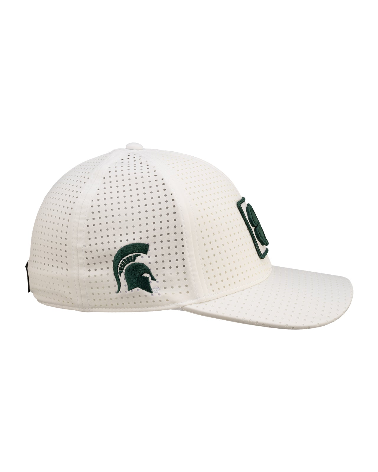 White perforated hat from Black Clover featuring Michigan State logo