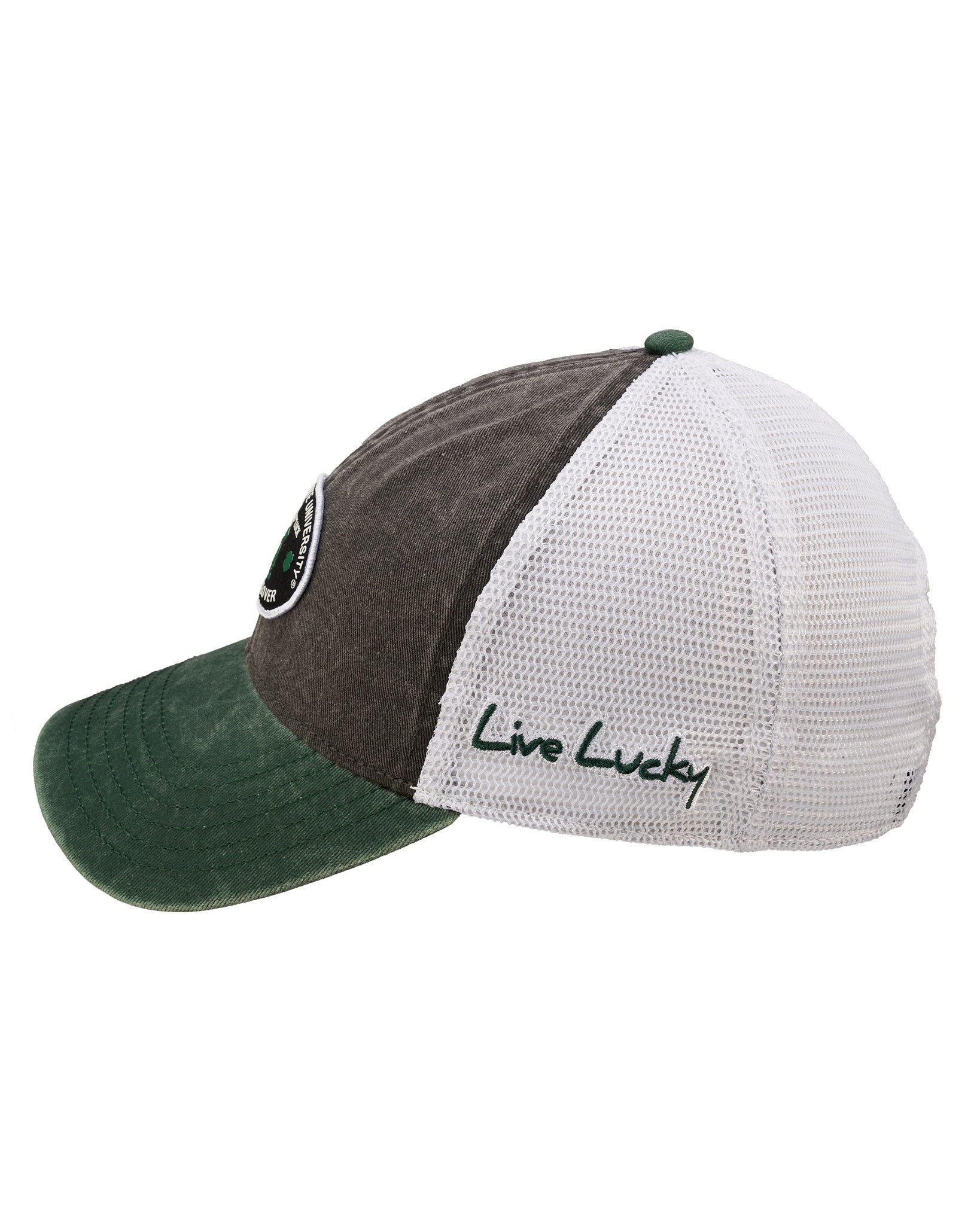 grey and green two tone vintage style hat from Black Clover featuring Michigan State Spartans logo