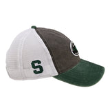 grey and green two tone vintage style hat from Black Clover featuring Michigan State Spartans logo